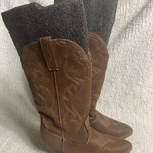 Austin trading Co. synthetic brown Cowgirl Boots SZ9.5M